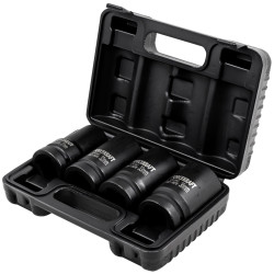 FORCEKRAFT Zestaw 4 nasadek UDAROWYCH GŁĘBOKICH w walizce 1" 12-kątne 27-36mm
