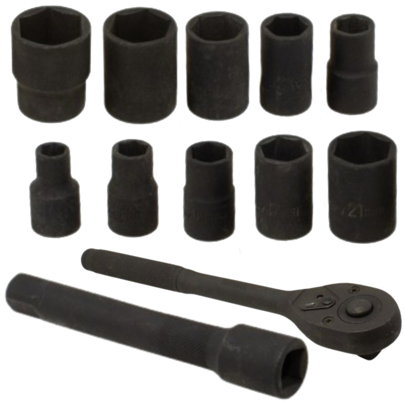 FORCEKRAFT Zestaw  NARZĘDZI udarowych 12 elementów 1/2" 6-kątnych 10-24 mm