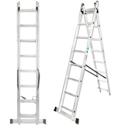 FORCEKRAFT Drabina DWUSTRONNA łączona ALUMINIOWA 2x14 stopni WIELOFUNKCYJNA