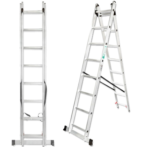 FORCEKRAFT Drabina DWUSTRONNA łączona ALUMINIOWA 2x14 stopni WIELOFUNKCYJNA