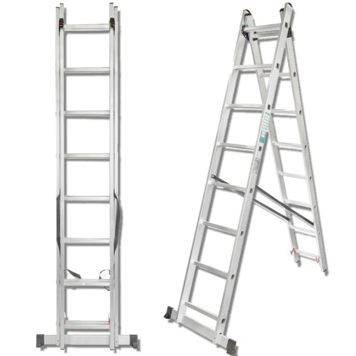 FORCEKRAFT Drabina DWUSTRONNA łączona ALUMINIOWA 2x13 stopni WIELOFUNKCYJNA