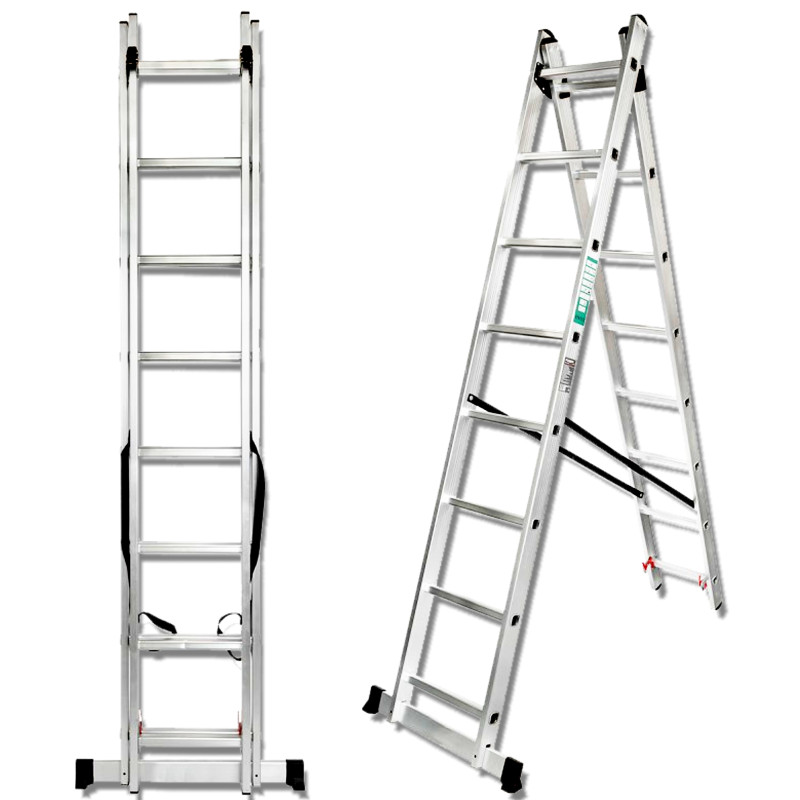 FORCEKRAFT Drabina DWUSTRONNA łączona ALUMINIOWA 2x12 stopni WIELOFUNKCYJNA