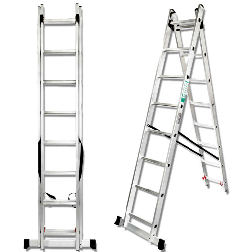 FORCEKRAFT Drabina DWUSTRONNA łączona ALUMINIOWA 2x12 stopni WIELOFUNKCYJNA
