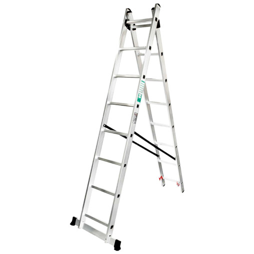 FORCEKRAFT Drabina DWUSTRONNA łączona ALUMINIOWA 2x12 stopni WIELOFUNKCYJNA