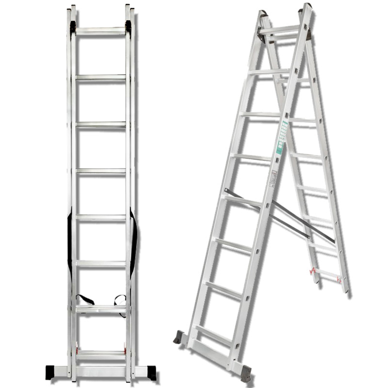 FORCEKRAFT Drabina DWUSTRONNA łączona ALUMINIOWA 2x10 stopni WIELOFUNKCYJNA