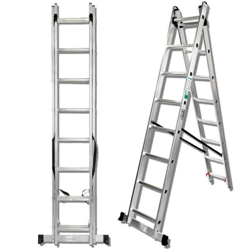 FORCEKRAFT Drabina DWUSTRONNA łączona ALUMINIOWA 2x8 stopni WIELOFUNKCYJNA