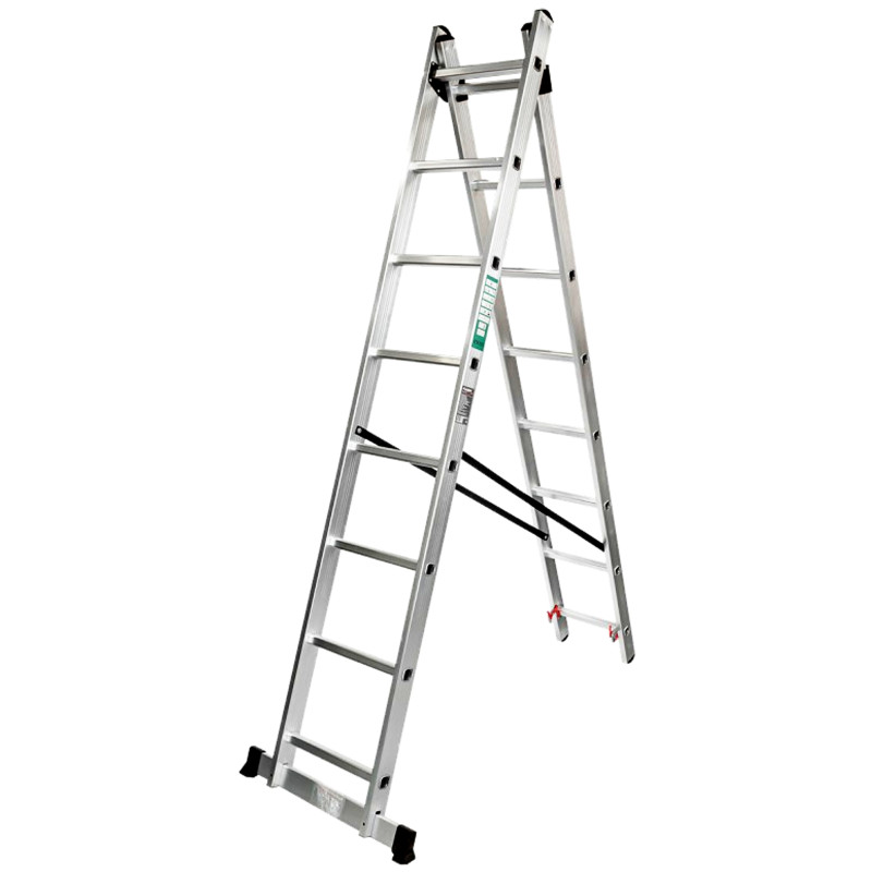 FORCEKRAFT Drabina DWUSTRONNA łączona ALUMINIOWA 2x8 stopni WIELOFUNKCYJNA