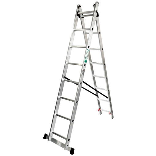 FORCEKRAFT Drabina DWUSTRONNA łączona ALUMINIOWA 2x8 stopni WIELOFUNKCYJNA