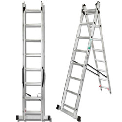 FORCEKRAFT Drabina DWUSTRONNA łączona ALUMINIOWA 2x9 stopni WIELOFUNKCYJNA