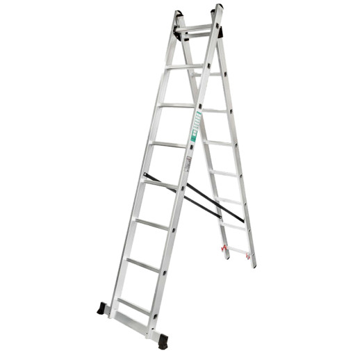 FORCEKRAFT Drabina DWUSTRONNA łączona ALUMINIOWA 2x9 stopni WIELOFUNKCYJNA