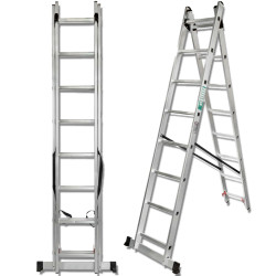 FORCEKRAFT Drabina DWUSTRONNA łączona ALUMINIOWA 2x11 stopni WIELOFUNKCYJNA