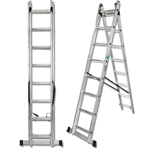 FORCEKRAFT Drabina DWUSTRONNA łączona ALUMINIOWA 2x11 stopni WIELOFUNKCYJNA