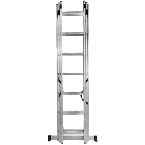 FORCEKRAFT Drabina DWUSTRONNA łączona ALUMINIOWA 3x7 stopni WYSUWANA