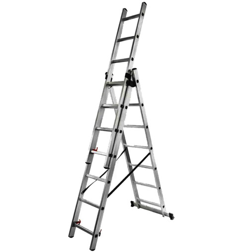 FORCEKRAFT Drabina DWUSTRONNA łączona ALUMINIOWA 3x7 stopni WYSUWANA