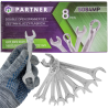 PARTNER Zestaw KLUCZY płaskich 8 ELEMENTÓW 6 - 22 mm