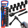 FORSAGE Zestaw NASADEK 1/2" 12 ELEMENTÓW z GRZECHOTKĄ i PRZEDŁUŻKĄ 10-24mm
