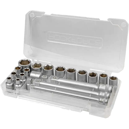 ROCKFORCE Zestaw NARZĘDZI nasadek 3/8" 20 el z adapterami i PRZEDŁUŻKAMI
