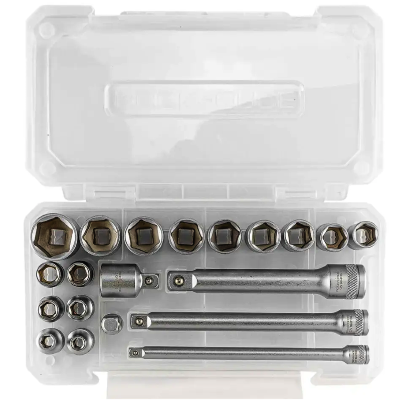 ROCKFORCE Zestaw NARZĘDZI nasadek 3/8" 20 el z adapterami i PRZEDŁUŻKAMI