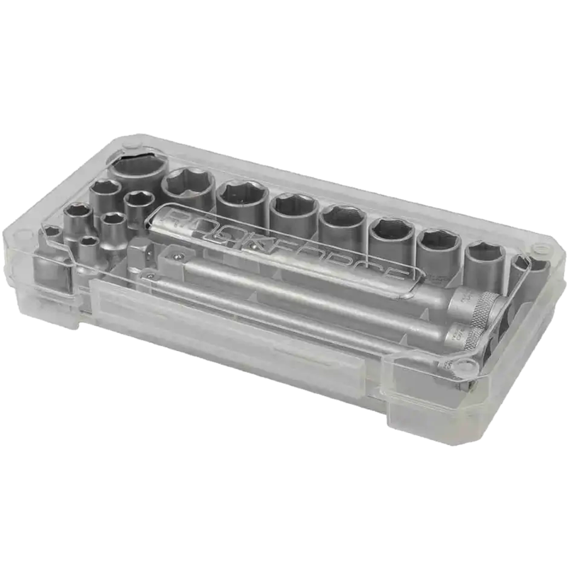 ROCKFORCE Zestaw NARZĘDZI nasadek 3/8" 20 el z adapterami i PRZEDŁUŻKAMI