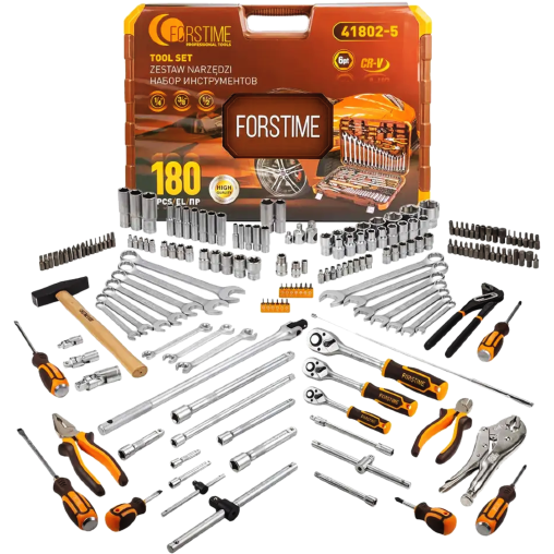 FORSTIME Zestaw narzędzi DUŻY 180 ELEMENTÓW 1/4" 3/8" 1/2" 6-kątnych 4-32mm