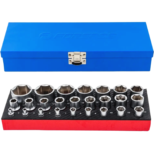 FORSAGE Zestaw NASADEK udarowych 6-kątnych 25 ELEMENTÓW 1/4" 1/2" 4-32mm