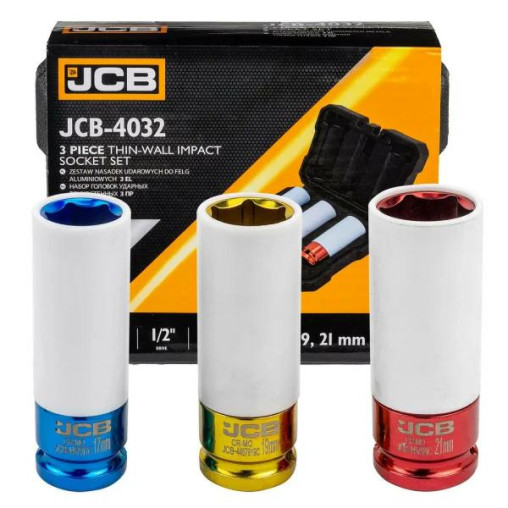 Zestaw nasadek udarowych 1/2" do alufelg 3el. (17, 19, 21mm) (6-kątnych)
