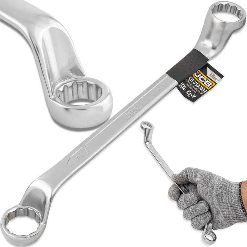 Detail produktu JCB dvojstranný ohnutý očkový kľúč 30X32 mm Cr-V 12hranný FS-60108