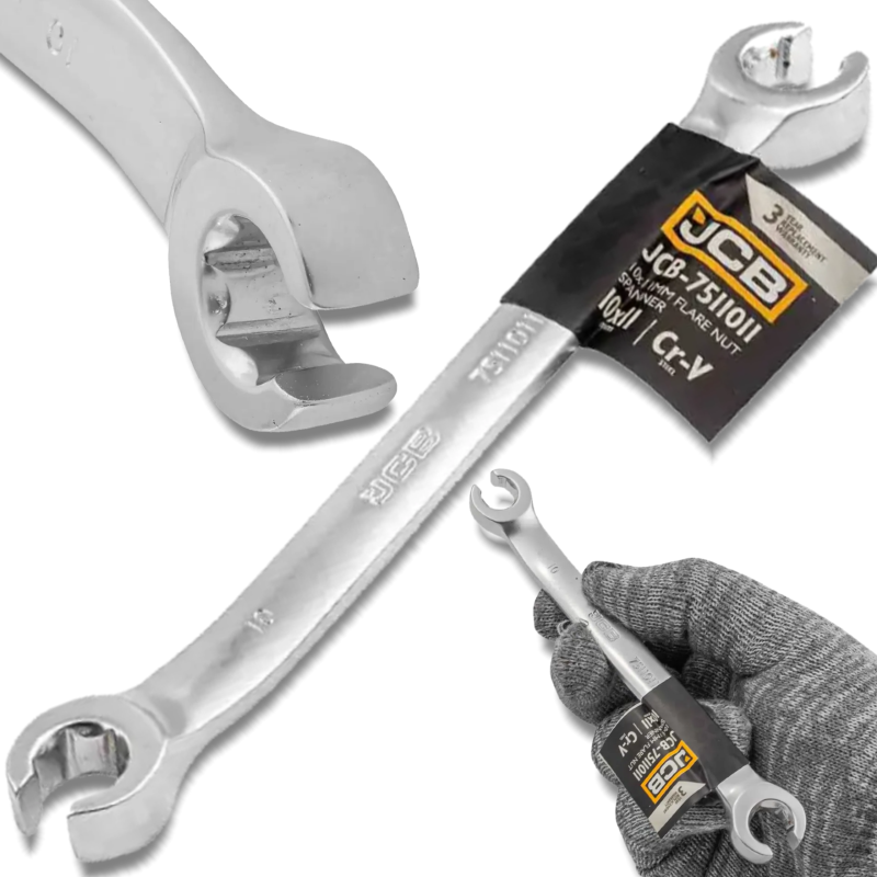 Detail produktu JCB rozrezaný dvojstranný očkový kľúč 10X11 mm Cr-V 6-hranný FS-59324