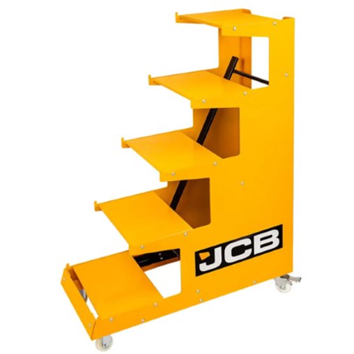JCB Stojak REGAŁ ekspozycyjny MOBILNY 5 PÓŁEK do 300kg 135x100x40cm 4 kółka
