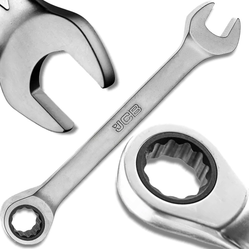 Detail produktu JCB krátky obojstranný ploskooký kľúč s račňou 15 mm Cr-V 12-hranný FS-58153