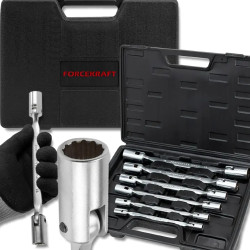 FORCEKRAFT Zestaw KLUCZY nasadowo-przegubowych 6 ELEMENTÓW 8-22mm + WALIZKA