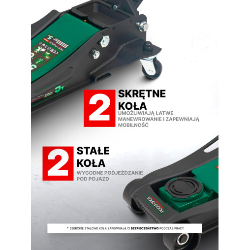 ROCKFORCE Podnośnik hydrauliczny 5 TON typu Żaba NISKOPROFILOWY z PEDAŁEM