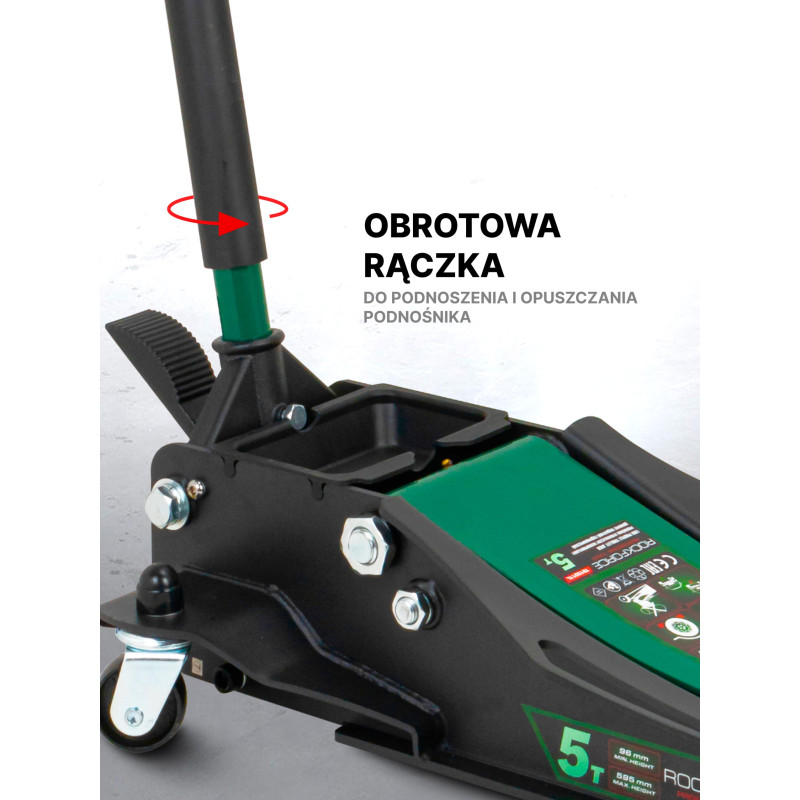 ROCKFORCE Podnośnik hydrauliczny 5 TON typu Żaba NISKOPROFILOWY z PEDAŁEM