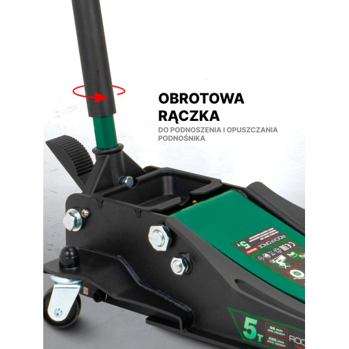 ROCKFORCE Podnośnik hydrauliczny 5 TON typu Żaba NISKOPROFILOWY z PEDAŁEM