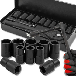 Zestaw nasadek z grzechotką 12 el. 1/2"10-24mm 6-kątnych Rockforce