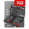 FORCEKRAFT Zestaw narzędzi 222 ELEMENTY stal CrV DUŻY komplet 1/4" 3/8" 1/2"