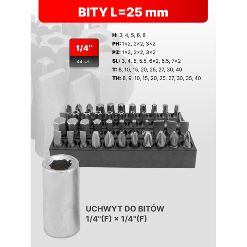 FORCEKRAFT Zestaw narzędzi 222 ELEMENTY stal CrV DUŻY komplet 1/4" 3/8" 1/2"