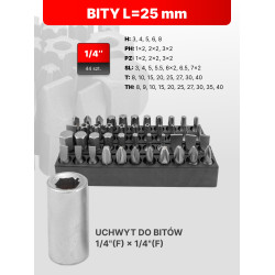 FORCEKRAFT Zestaw narzędzi 222 ELEMENTY stal CrV DUŻY komplet 1/4" 3/8" 1/2"