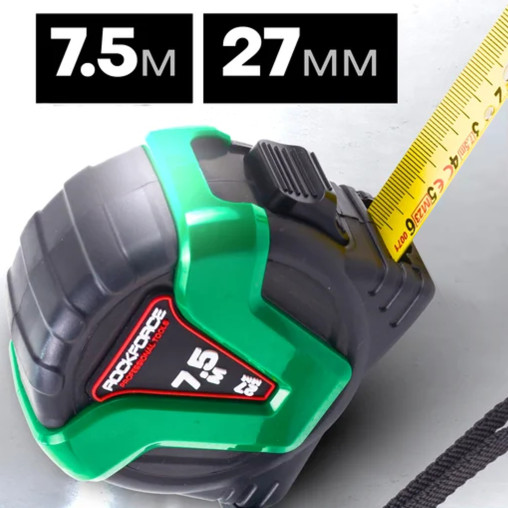 ROCKFORCE Taśma MIERNICZA zwijana METRÓWKA 7.5m x 27mm SZEROKA