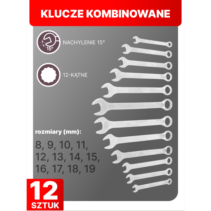 FORCEKRAFT Zestaw narzędzi 222 ELEMENTY stal CrV DUŻY komplet 1/4" 3/8" 1/2"