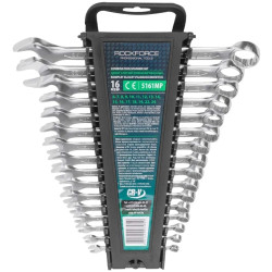 ROCKFORCE Zestaw kluczy płasko - oczkowych 16 elementów 6-19, 22, 24 mm