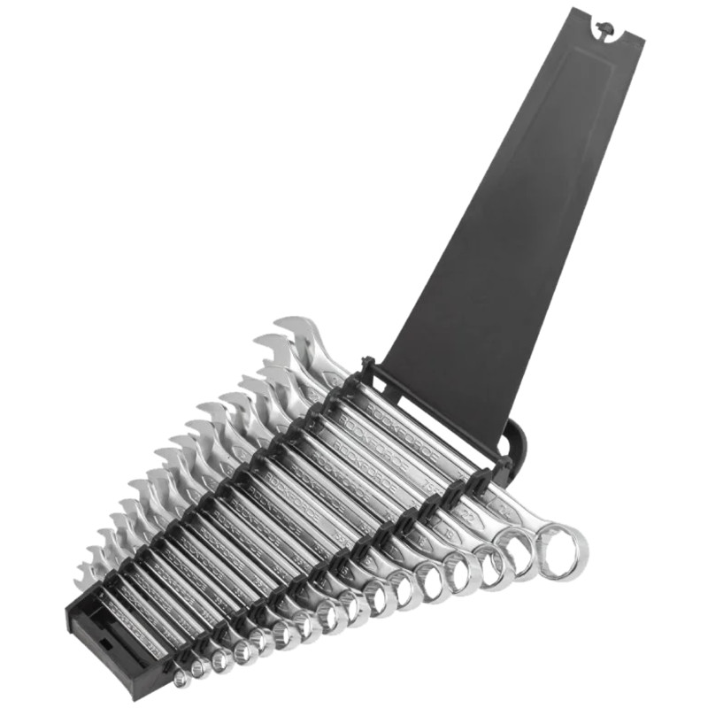 ROCKFORCE Zestaw kluczy płasko - oczkowych 16 elementów 6-19, 22, 24 mm