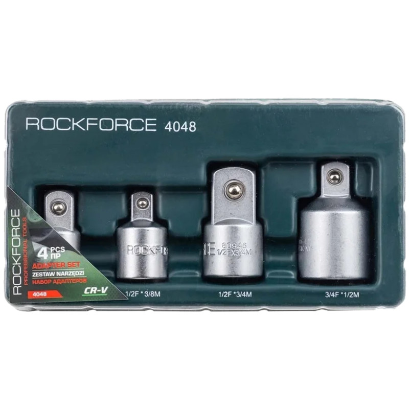 ROCKFORCE Zestaw ADAPTERÓW komplet 4 ELEMENTÓW STAL CR-V z BLOKADĄ kulkową