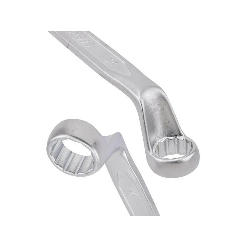 Zestaw 8 kluczy oczkowych odgiętych 6-22 mm 12-kątne stal CrV Forcekraft