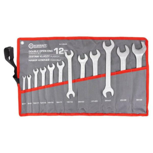Zestaw 12 kluczy płaskich 6-32 mm klucze płaskie CrV na płachcie Forcekraft