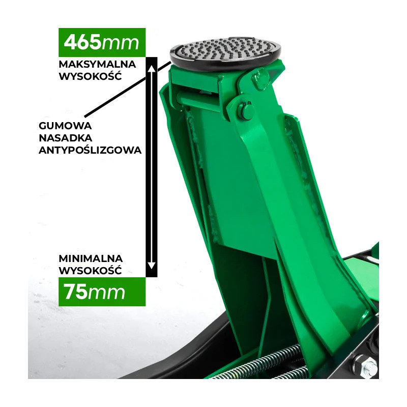 Podnośnik hydrauliczny 3T niskoprofilowy punktowy Żaba 75-465 mm z pedałem