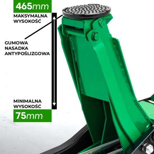 Podnośnik hydrauliczny 3T niskoprofilowy punktowy Żaba 75-465 mm z pedałem