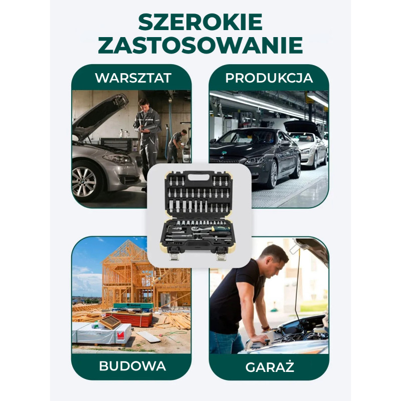 Zestaw narzędzi 1/4" 66el. 6-kąt 4-14 mm Grzechotka nasadki bity Rockforce