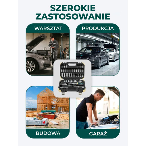 Zestaw narzędzi 1/4" 66el. 6-kąt 4-14 mm Grzechotka nasadki bity Rockforce