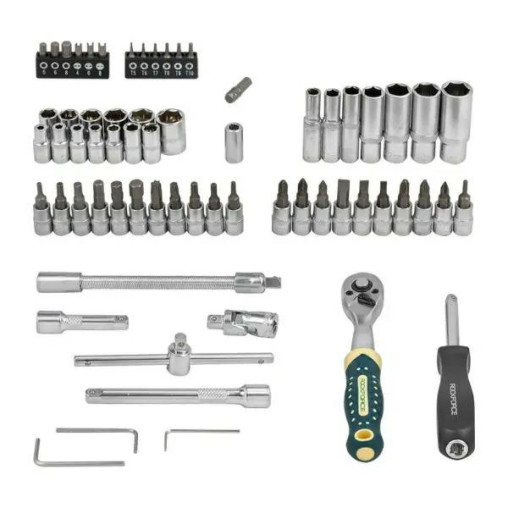Zestaw narzędzi 1/4" 66el. 6-kąt 4-14 mm Grzechotka nasadki bity Rockforce